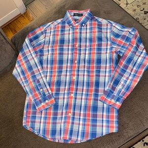 Izod Blue and Red Plaid Casual Shirt Boys Large 14/16